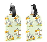 The Dodo Bird Hipster Style Luggage Tags 2 Pack PU Leather Luggage Tags Privacy Protection