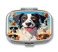 The Dog Breed Pill Organizer 2 Compartments Small Pill Box for Pocket Purse Portable Travel Pill Case Metal Medicine Organizer Daily Pill Container for Vitamin Fish Oil Supplement