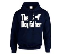 The Dog Father Mens Hoody Pullover Party Jumper Novelty Dad Funny Gift Hoodie Top Printed Design Navy Blue - Large