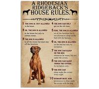 The Dog House Rules A Rhodesian Ridgeback Parlor Cafe Retro Metal Tin Sign 8X12 Inches