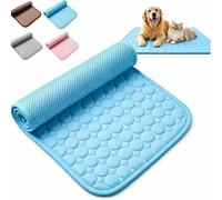 The Dog Hub Arctic Cooling Dog Mat, Instant Cool Pad for Dogs in Hot Summer,Chew-resistant Portable Cooling Pad for Crate (Blue,S-50X40CM)