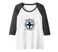 The Dog is My Co-Pilot Paw Print Travel Companion Raglan Baseball Tee, Women, Dark Heather/White, XL