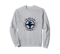 The Dog Is My Co-Pilot Paw Print Travel Companion Sweatshirt, Adult Unisex, Heather Grey, L