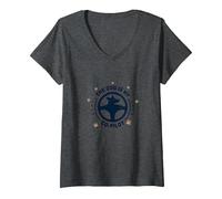 The Dog is My Co-Pilot Paw Print Travel Companion V-Neck T-Shirt, Women, Dark Heather Grey, M