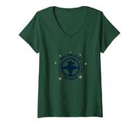 The Dog is My Co-Pilot Paw Print Travel Companion V-Neck T-Shirt, Women, Forest Green, XXL