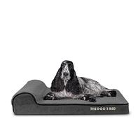 The Dog’s Bed Orthopaedic Headrest Dog Bed Med Grey Plush 7.5cm, Waterproof Memory Foam Dog Bed