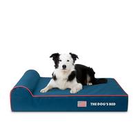 The Dog’s Bed - Orthopaedic Memory Foam Bed with Headrest, Blue with Red Trim & US Flag, Large, 15cm