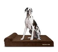 The Dog’s Bed - Orthopaedic Memory Foam Bed with Headrest, Waterproof Washable Cover, Anti-Slip Base, Calming Surface - CertiPUR-Certified Foam, Brown Plush, XXL, 15cm Thick