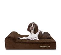 The Dog’s Bed - Orthopaedic Memory Foam Bed with Headrest, Waterproof Washable Cover, Anti-Slip Base, Calming Surface - CertiPUR-Certified Foam, Brown Plush, Large, 15cm Thick