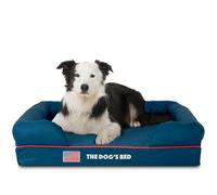 The Dog’s Bed Orthopaedic Memory Foam Dog Bed with Bolster, Large Blue with Red Trim & USA Flag, Waterproof, Supportive Dog Bed with Replaceable Covers, Veterinary Approved