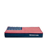 The Dog’s Bed Orthopaedic Memory Foam Dog Bed with Enhanced Support, Med Blue with Red Trim & USA Central Flag, Waterproof, Supportive Dog Bed with Replaceable Covers