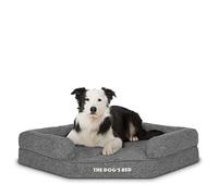 The Dog’s Bed Orthopaedic Memory Foam Waterproof Corner Dog Bed, Large, Grey Linen, Eases Arthritis & Hip Dysplasia Pain, Therapeutic & Supportive, Washable Linen Fabric Cover