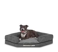The Dog’s Bed Orthopaedic Memory Foam Waterproof Corner Dog Bed, Medium, Grey Plush, Eases Arthritis & Hip Dysplasia Pain, Therapeutic & Supportive, Washable Plush Fabric Cover