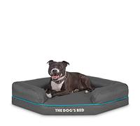 The Dog’s Bed Orthopaedic Memory Foam Waterproof Corner Dog Beds, Medium, Grey with Blue Trim, Eases Pet Arthritis & Hip Dysplasia Pain, Therapeutic, Washable Oxford Fabric Cover, Veterinary Approved