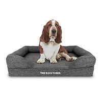 The Dog’s Bed, Orthopaedic Memory Foam Waterproof Dog Beds, Grey Poly-Linen, Eases Pet Arthritis & Hip Dysplasia Pain, Therapeutic & Supportive, Washable Poly-Linen Fabric Cover, Veterinary Approved