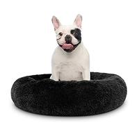 The Dog’s Bed Sound Sleep Donut Dog Bed, Med Black Plush Removable Cover Calming Nest Bed