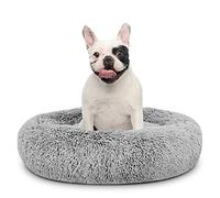 The Dog’s Bed Sound Sleep Donut Dog Bed, Med Silver Grey Plush Calming Nest Bed
