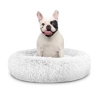 The Dog’s Bed Sound Sleep Donut Dog Bed, Medium Ice White Plush Removable Cover Calming Nest Bed