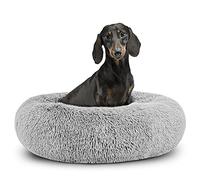 The Dog’s Bed Sound Sleep Donut Dog Bed, Small Silver Grey Plush Calming Nest Bed