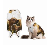 The Dog Standing on The Grass Under The Sunset Dog Surgery Suit Recovery Suit, 100% Cotton Breathable Full Body Dog & Cat Surgical Suit with Cute Prints, Male & Female Pets Large
