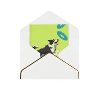 The Dog That Picks Up Frisbees Elegant Greeting Card - Premium Pearl Paper Foldable Card With Gold Trim, Blank Inside For Personal Message - Perfect For Christmas, Birthday, Wedding & Valentine’s Day