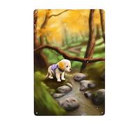 The Dog Went On A Woods Adventure Tin Sign Novelty Wall Metal Sign Funny Hanging Wall Plaque For Kitchen Bar Pub Shed