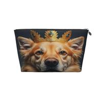 The Dog with The Crown Women Makeup Bag Print Large Capacity Travel Makeup Bag, Leather Waterproof Toiletry Shaving Bags Pouch Purse