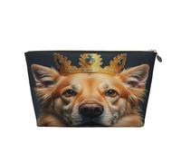 The Dog with The Crown Women Makeup Bag Print Large Capacity Travel Makeup Bag, Leather Waterproof Toiletry Shaving Bags Pouch Purse