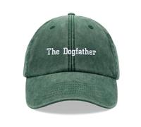 The Dogfather Baseball Cap Vintage Washed Unisex Dad Hat Adjustable Dog Bottle Green
