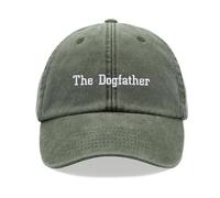 The Dogfather Baseball Cap Vintage Washed Unisex Dad Hat Adjustable Dog Olive