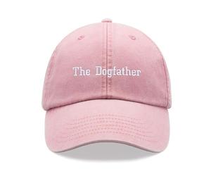 The Dogfather Baseball Cap Vintage Washed Unisex Dad Hat Adjustable Dog Pink