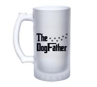 The Dogfather, Funny Dog Dad Gift, Perfect for Dog Lovers & Pet Owners, 16oz Frosted Beer Glass/Mug.