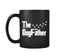 The Dogfather, Funny Dog Dad Gift, Perfect for Dog Lovers & Pet Owners, Black Satin Cup/Mug.