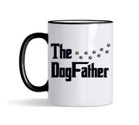 The Dogfather, Funny Dog Dad Gift, Perfect for Dog Lovers & Pet Owners, Coloured Rim Coffee, Tea Mug. (Black Rim)