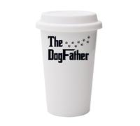 The Dogfather, Funny Dog Dad Gift, Perfect for Dog Lovers & Pet Owners, Wall Eco Insulated White Ceramic Travel Mug, with White Lid.