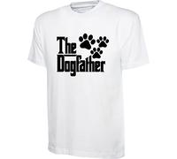 The Dogfather Funny Slogan T-Shirt Fathers Day Dog Lovers Dog Dad Daddy Papa Animal Lovers Unisex Gifts Tee Top (White, M)