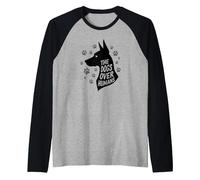 The Dogs Over Humans: Canine Lover's Paw Raglan Baseball Tee, Men, Black/Athletic Heather, XL
