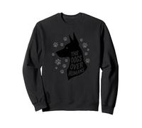 The Dogs Over Humans: Canine Lover's Paw Sweatshirt, Adult Unisex, Black, XXL