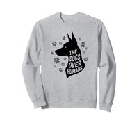 The Dogs Over Humans: Canine Lover's Paw Sweatshirt, Adult Unisex, Heather Grey, M