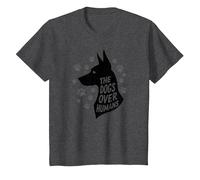 The Dogs Over Humans: Canine Lover's Paw T-Shirt, Kids, Dark Heather Grey, 3 Years