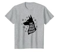 The Dogs Over Humans: Canine Lover's Paw T-Shirt, Kids, Heather Grey, 3 Years