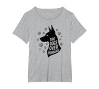 The Dogs Over Humans: Canine Lover's Paw T-Shirt, Women's Plus, Heather Grey, 2X