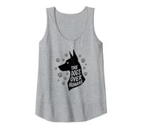 The Dogs Over Humans: Canine Lover's Paw Tank Top, Women, Heather Grey, M