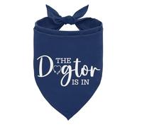 The Dogtor is in Dog Bandana, Funny Cute Therapy Dog Bandana, for Dogs Lovers, Pet Scarf Accessories for Small Medium Dogs Cats Photo Prop, Dark Blue Pet Triangle Scarf