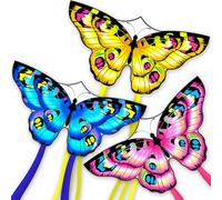 The Doinfly Butterfly-Shaped Kite is an Easy-to-Fly Kite Suitable for Both Children and Adults, and is Highly Suitable for Outdoor Activities. (Two-Piece Set of Butterfly Wings-(Blue+Pink+Yellow), 3)