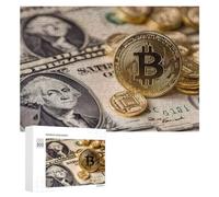 The Dollar And Bitcoin Wooden Jigsaw Puzzles for Adults Brain-Teasing Game Idea Puzzle Gift 300 PCS