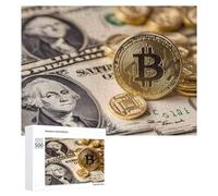 The Dollar And Bitcoin Wooden Jigsaw Puzzles for Adults Brain-Teasing Game Idea Puzzle Gift 500 PCS