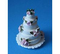 The Dolls House Emporium Decorative Wedding Cake with Pink Roses