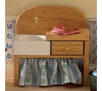 The Dolls House Emporium Pine Sink with Drainer & Curtain (L)