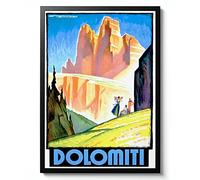 The Dolomites Print, Italy Travel Poster, Vintage Postcard Wall Art, Retro tourism Home Decor Gift Idea, Archival Matte, A3 (Print Only) - 42x29.7cm